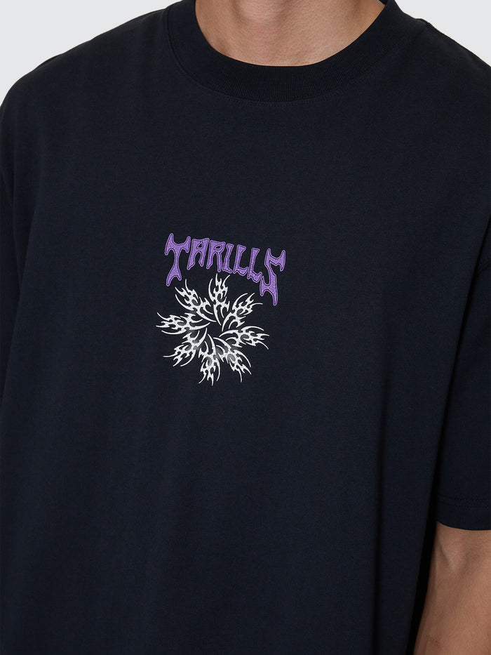 Stagger Box Fit Oversize Cropped Tee - Washed Black XS