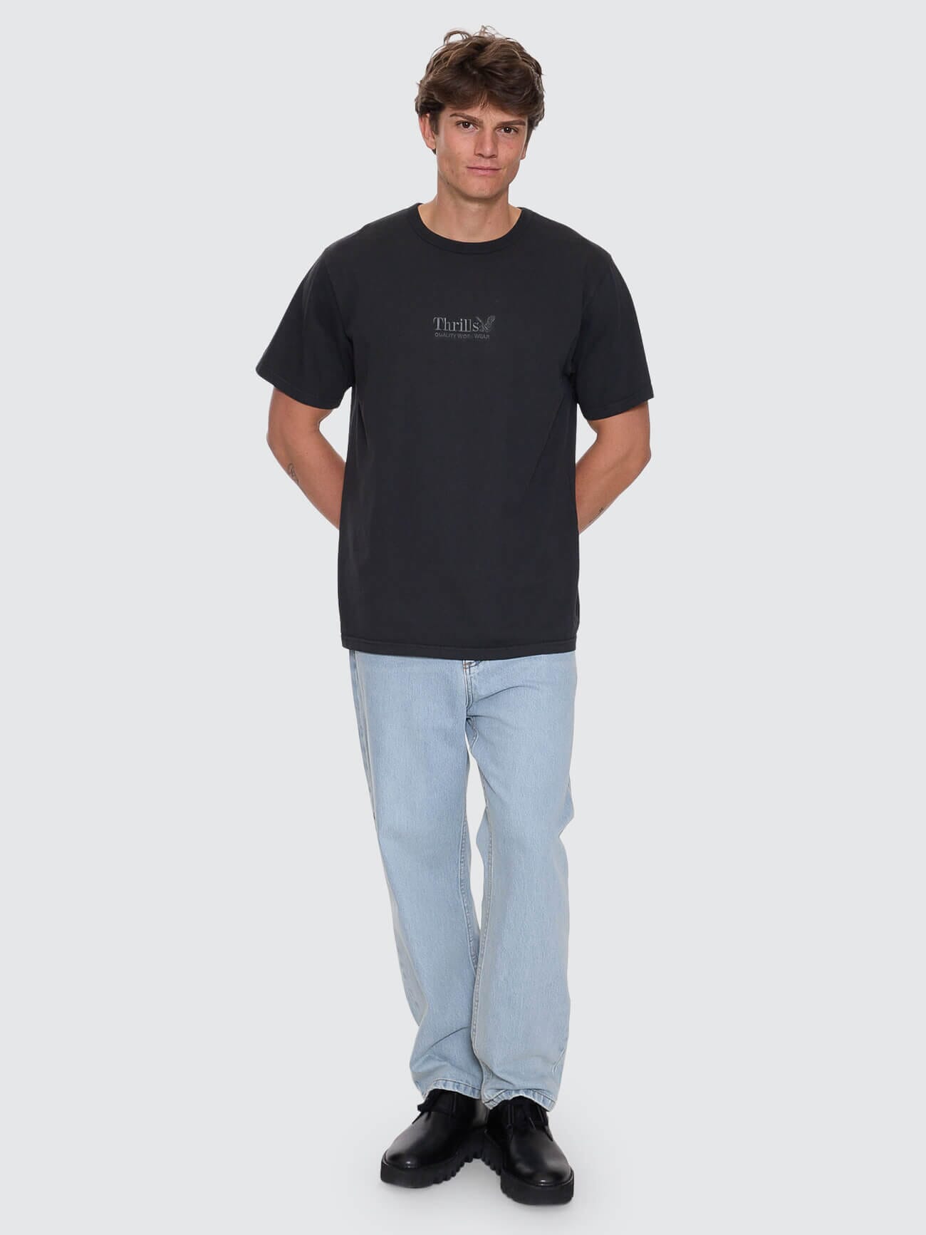 Thrills Workwear Embro Merch Fit Tee - Pirate Black XS