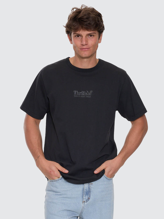 Thrills Workwear Embro Merch Fit Tee - Pirate Black XS