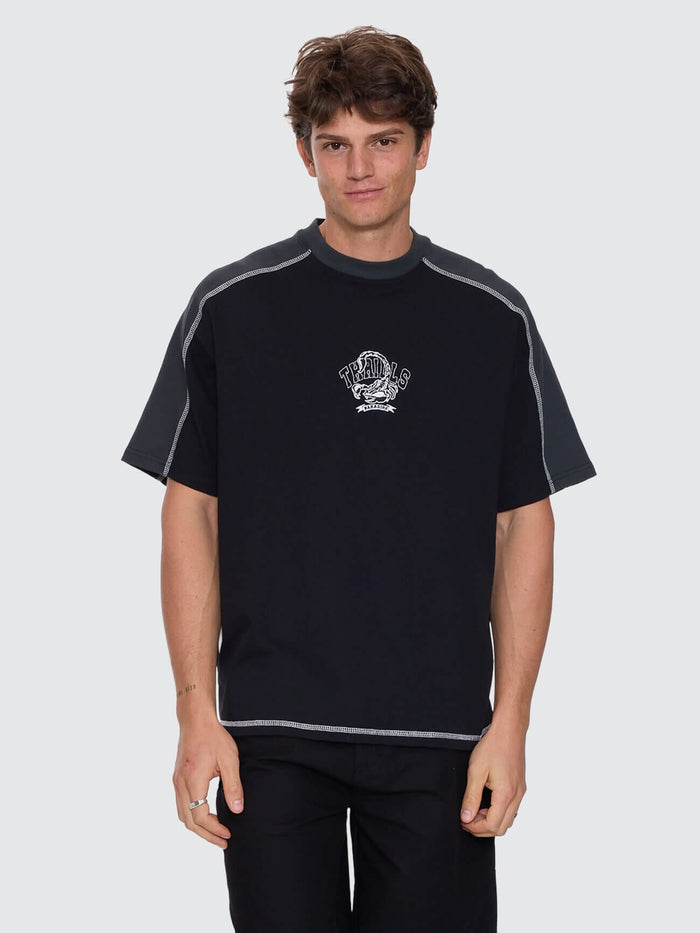 Sting Of Defeat Panel Box Fit Oversize Tee - Black XS