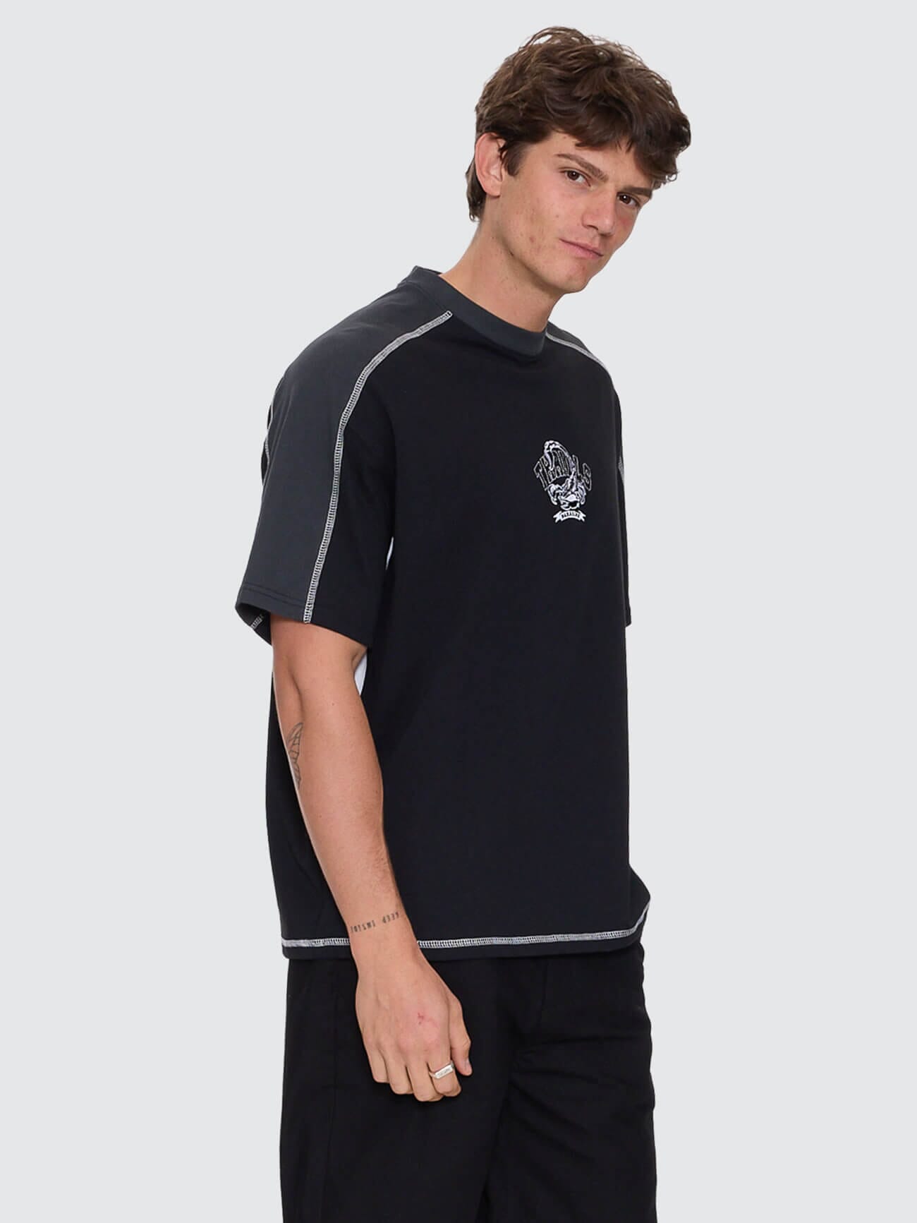 Sting Of Defeat Panel Box Fit Oversize Tee - Black XS