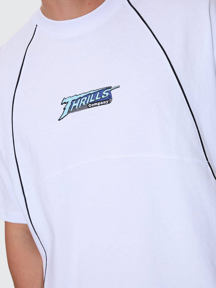 Heavy Voltage Box Fit Oversize Cropped Piping Tee - White XS