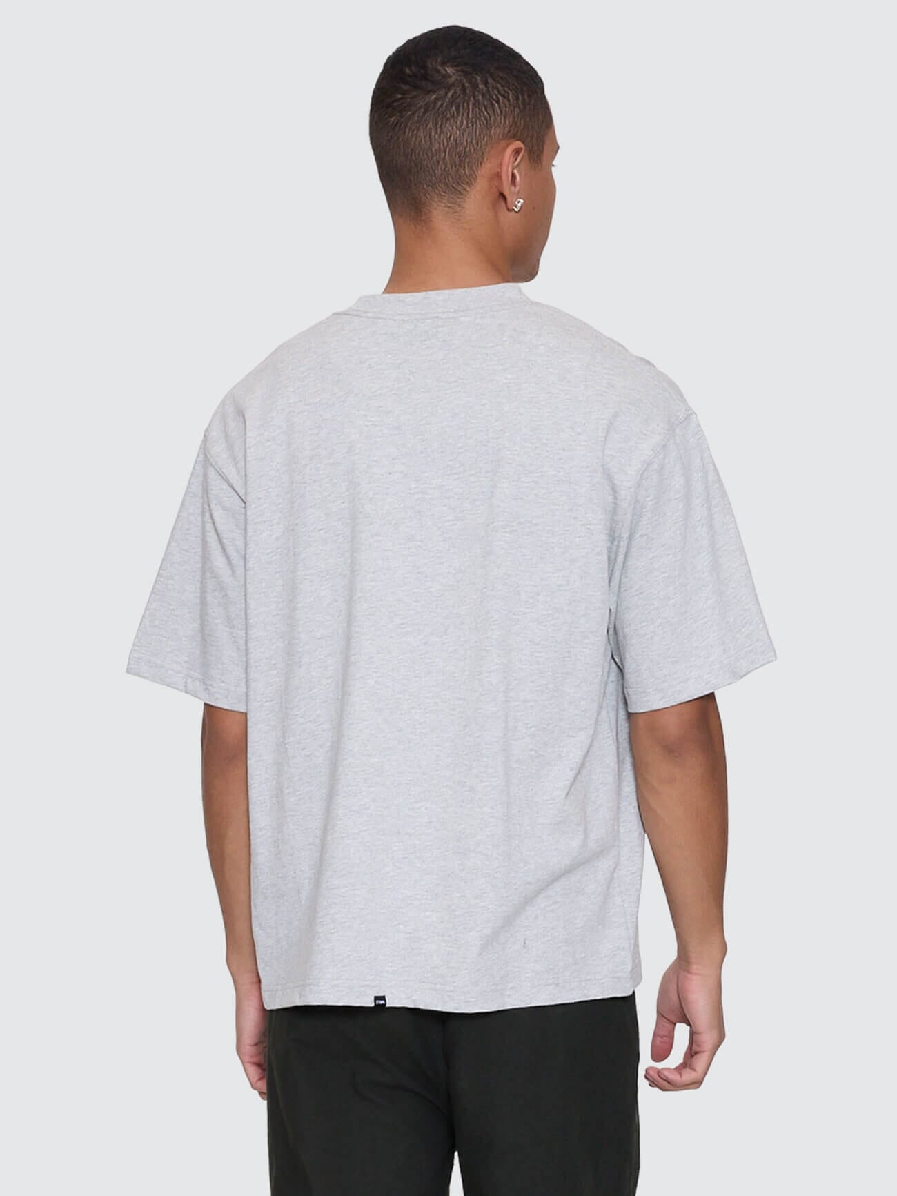 Victory Embro Box Fit Oversize Cropped Contrast Stitch Tee - Snow Marle XS