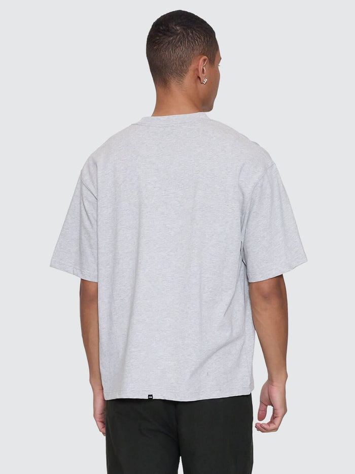 Victory Embro Box Fit Oversize Cropped Contrast Stitch Tee - Snow Marle XS