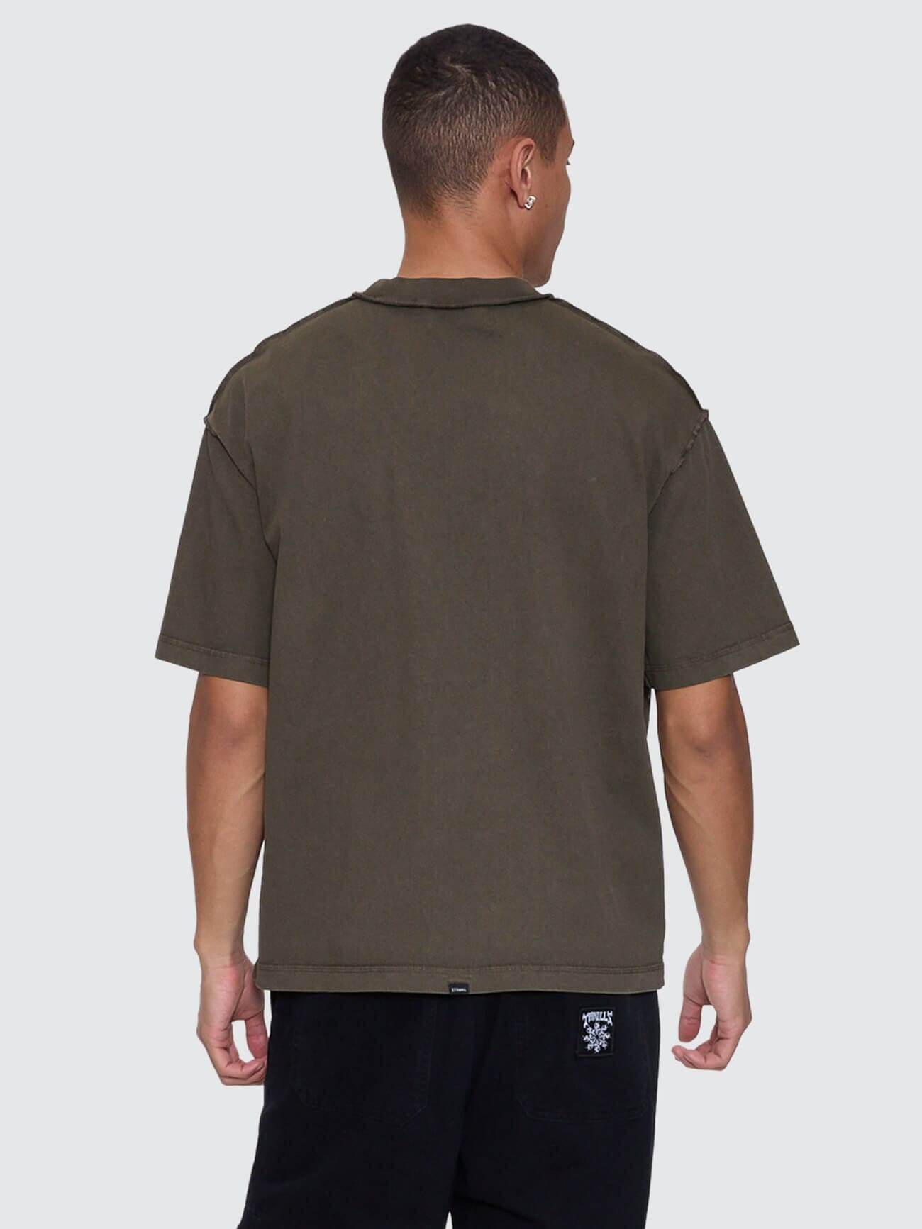 Rose Brigade Box Fit Oversize Cropped Tee - Olive Night XS