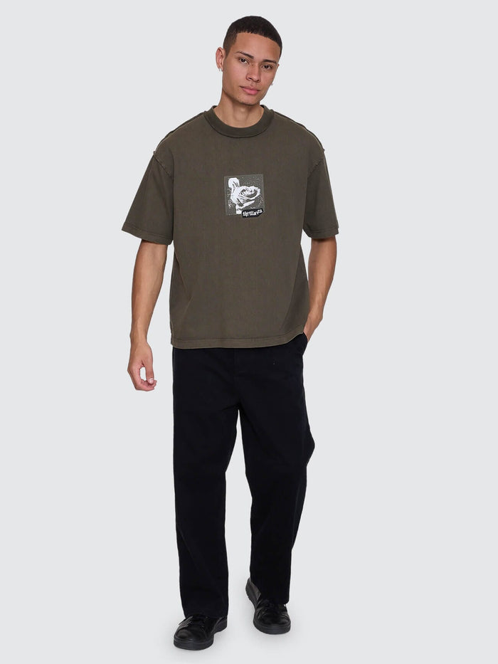 Rose Brigade Box Fit Oversize Cropped Tee - Olive Night XS