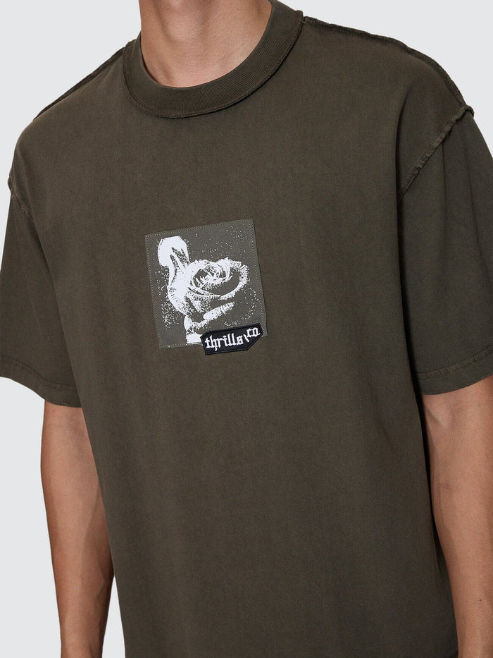 Rose Brigade Box Fit Oversize Cropped Tee - Olive Night XS