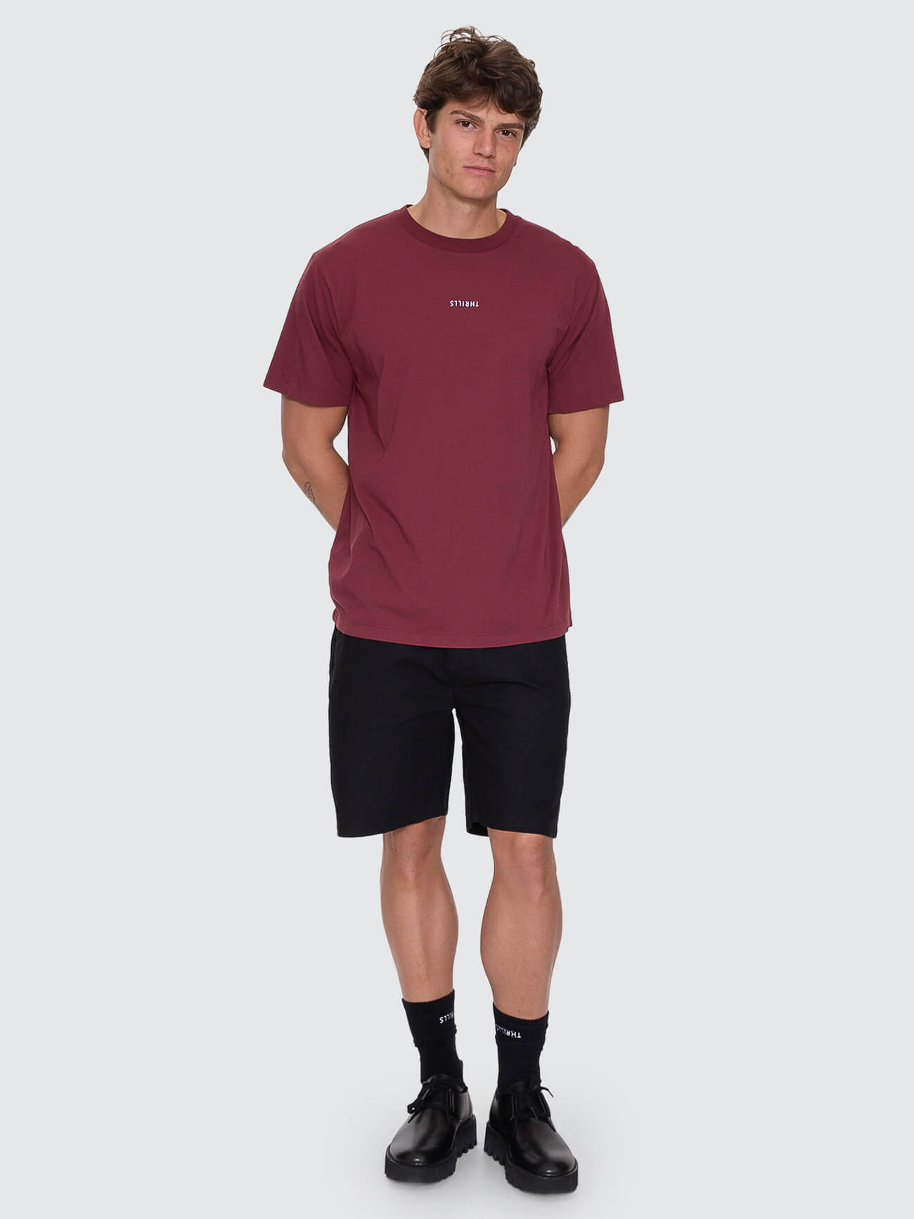 Minimal Thrills Merch Fit Tee - New Maroon XS