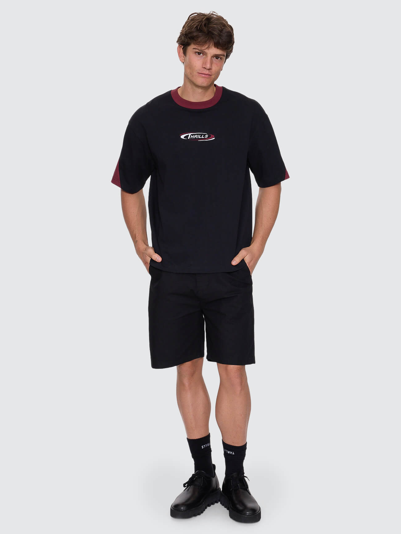 Spectral Panel Box Fit Oversize Cropped Tee - Black XS