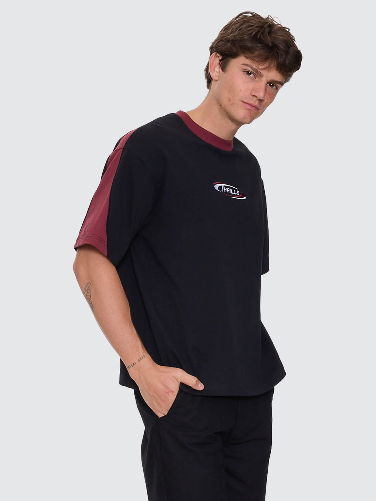 Spectral Panel Box Fit Oversize Cropped Tee - Black XS