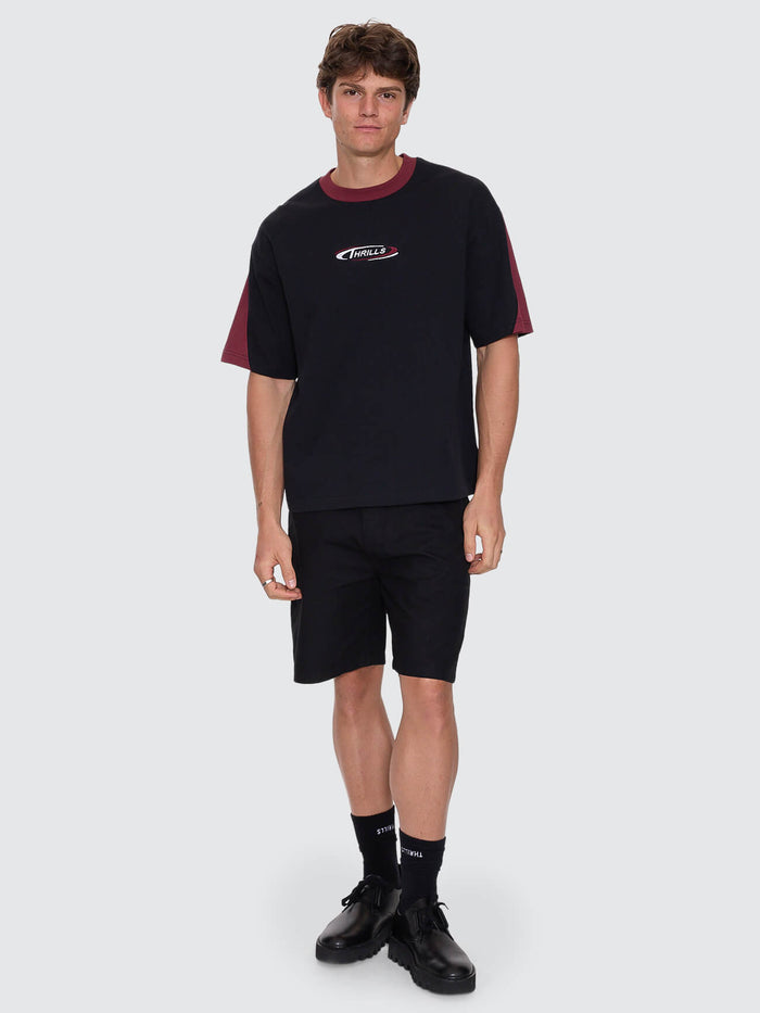 Spectral Panel Box Fit Oversize Cropped Tee - Black XS