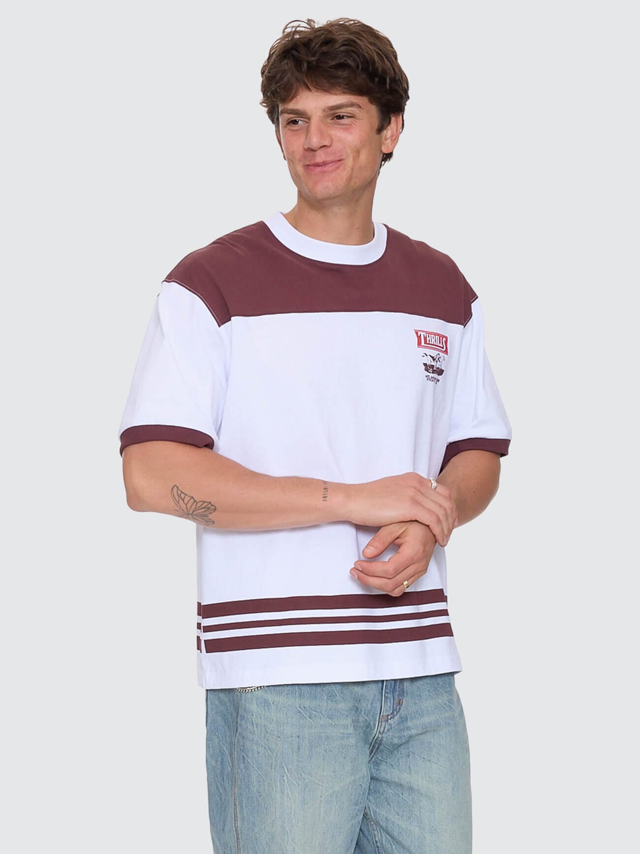 Deep In The Heart Of Byron Box Fit Oversize Cropped Panel Tee - Bitter Chocolate XS