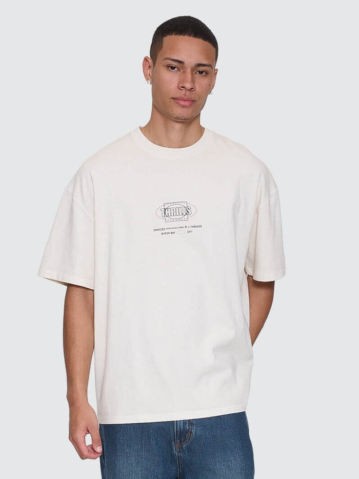Fluid Thrills Box Fit Oversize Tee - Heritage White XS