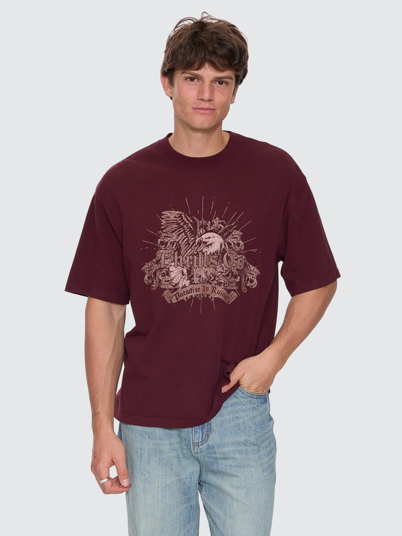 Deep In The Heart Of Byron Box Fit Oversize Cropped Tee - Bitter Chocolate XS