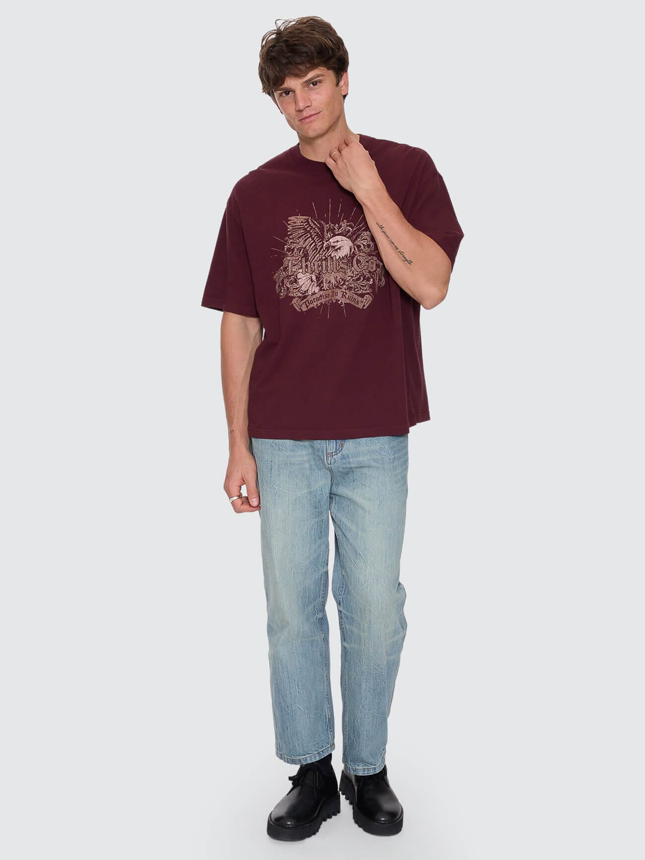 Deep In The Heart Of Byron Box Fit Oversize Cropped Tee - Bitter Chocolate XS