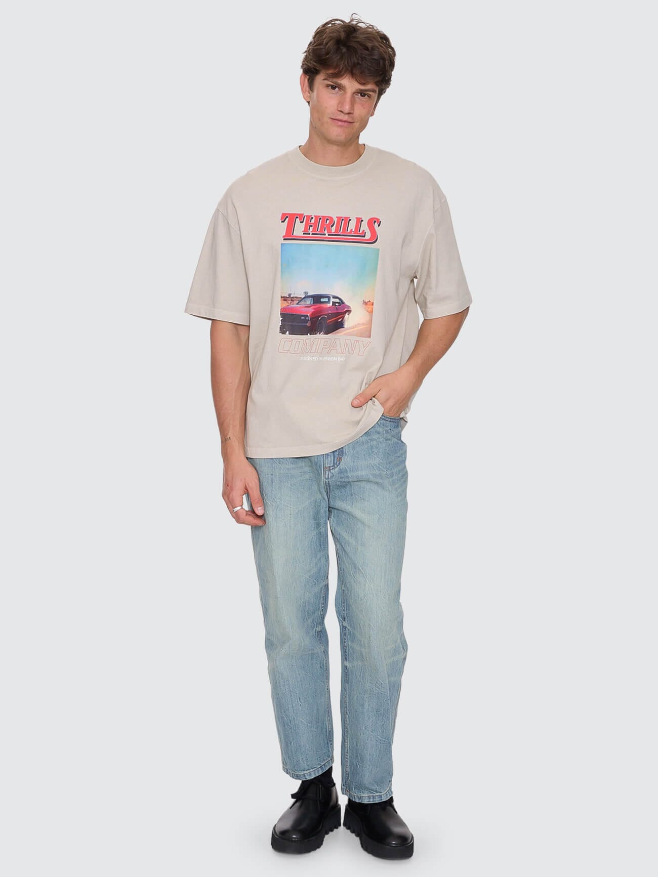 Skerrt Box Fit Oversize Cropped Tee - Oatmeal XS