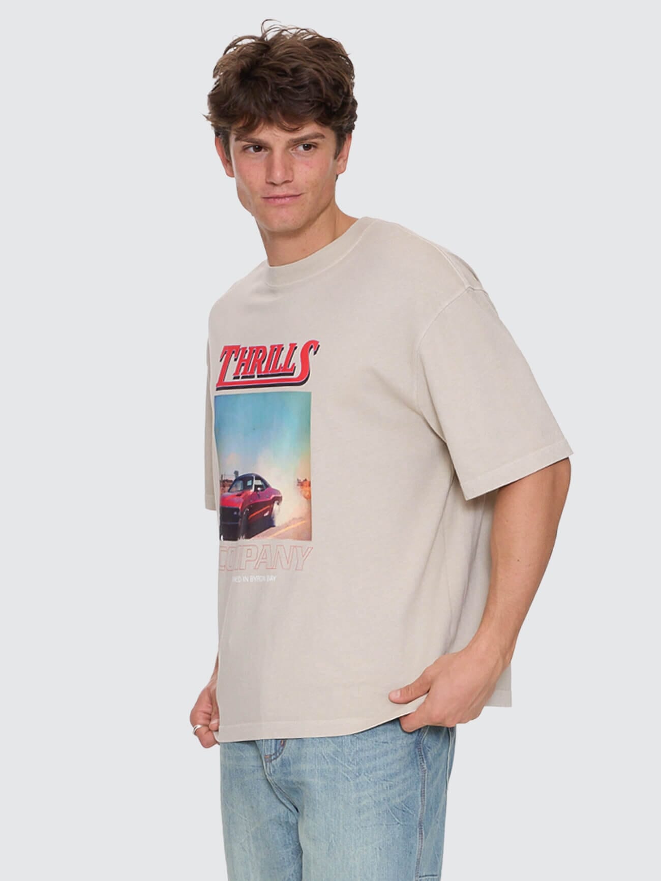 Skerrt Box Fit Oversize Cropped Tee - Oatmeal XS