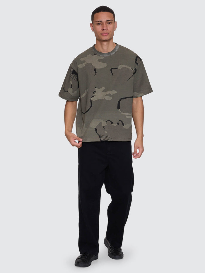 Rose Brigade Camo Box Fit Oversize Cropped Tee - Camo Web XS