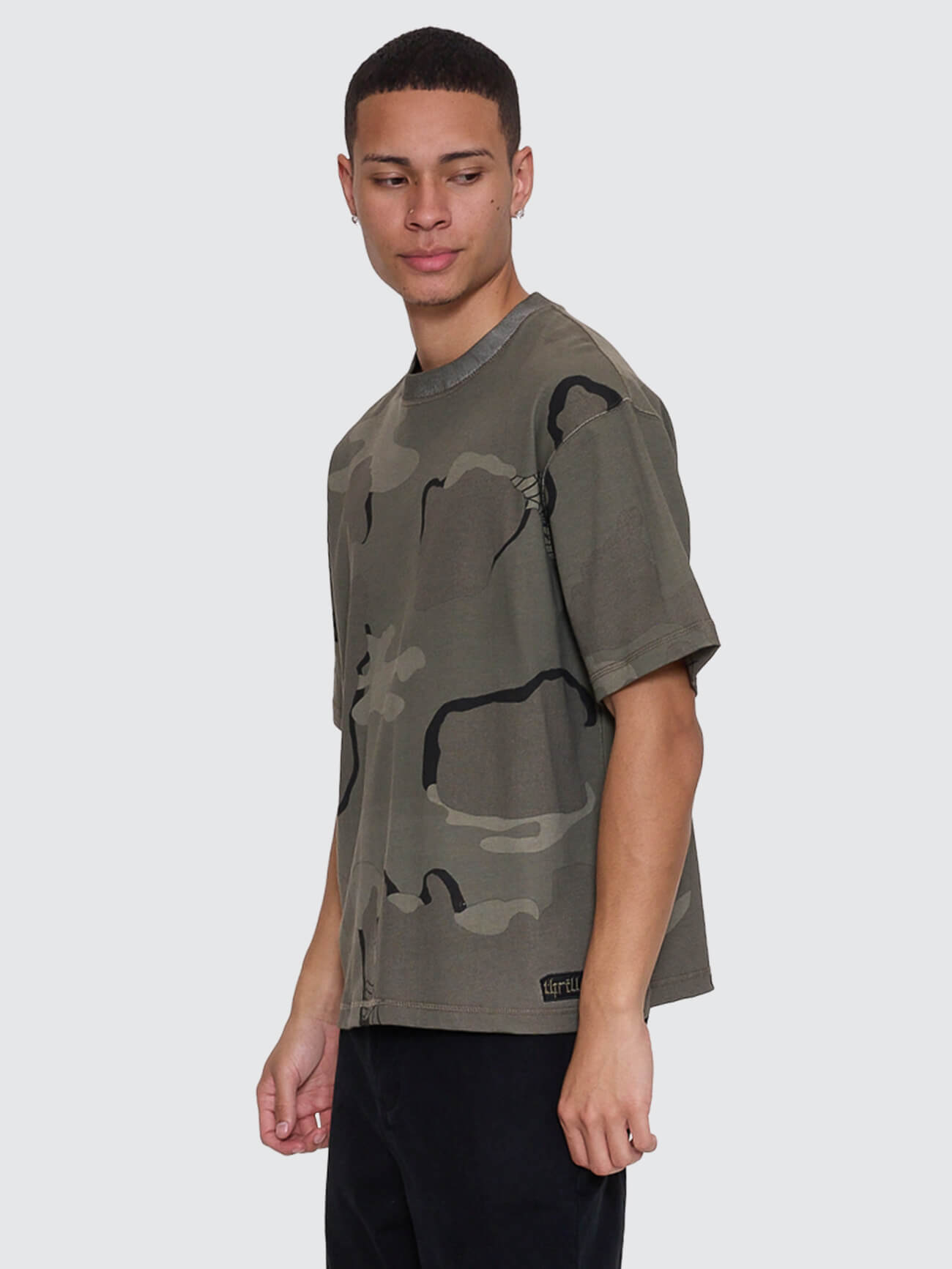 Rose Brigade Camo Box Fit Oversize Cropped Tee - Camo Web XS