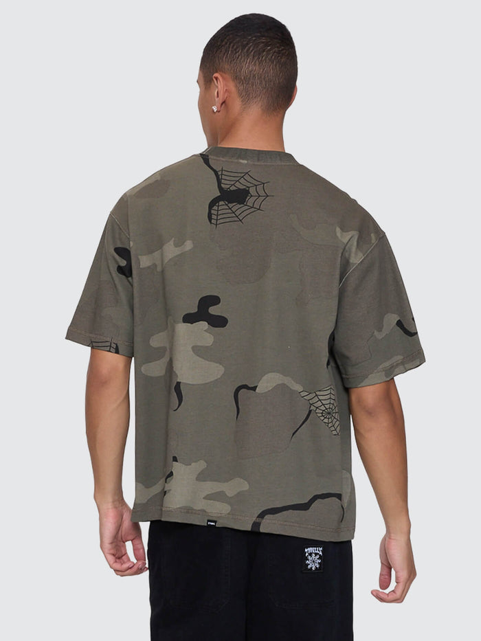 Rose Brigade Camo Box Fit Oversize Cropped Tee - Camo Web XS