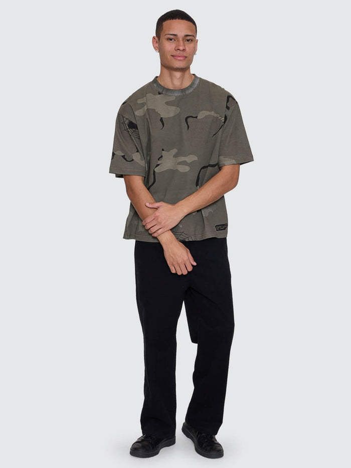 Rose Brigade Camo Box Fit Oversize Cropped Tee - Camo Web XS