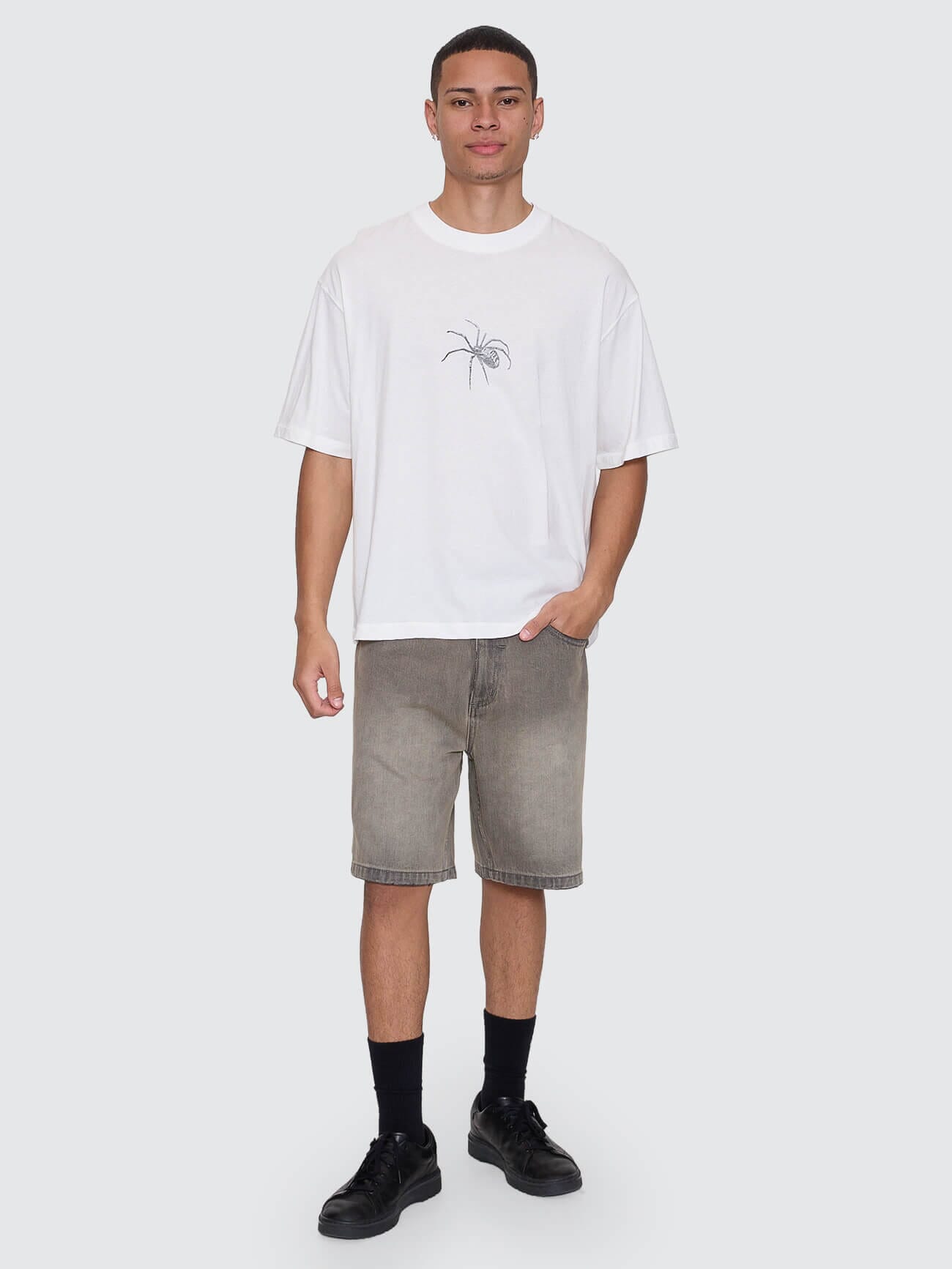 Deceitful Box Fit Oversize Cropped Tee - Dirty White XS