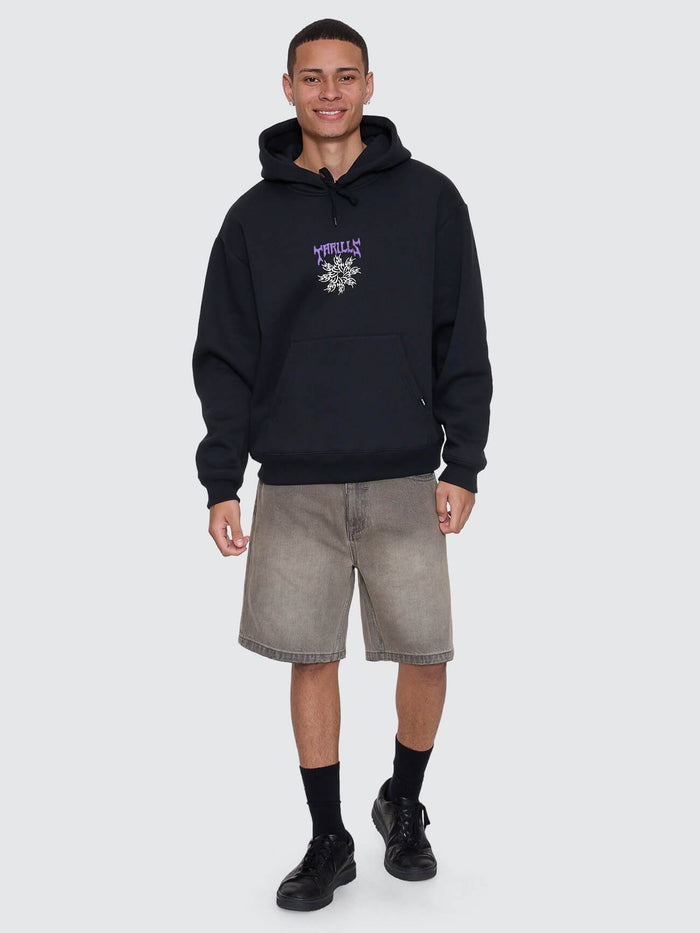 Stagger Slouch Pull On Cropped Hood - Washed Black XS