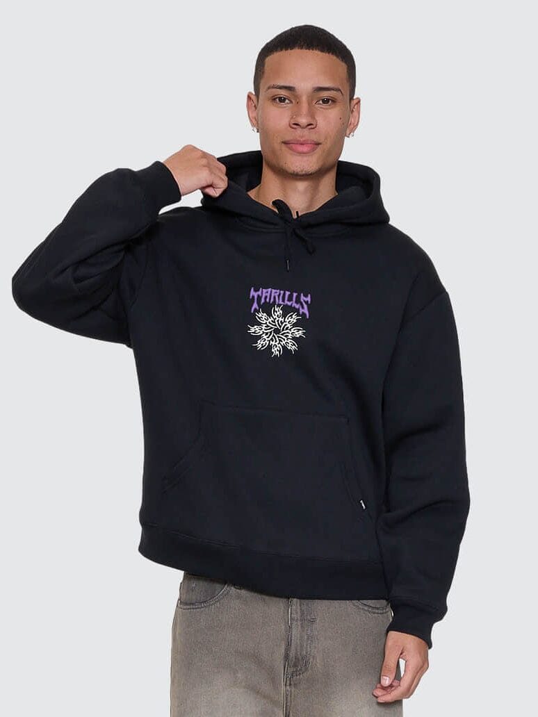 Stagger Slouch Pull On Cropped Hood - Washed Black XS