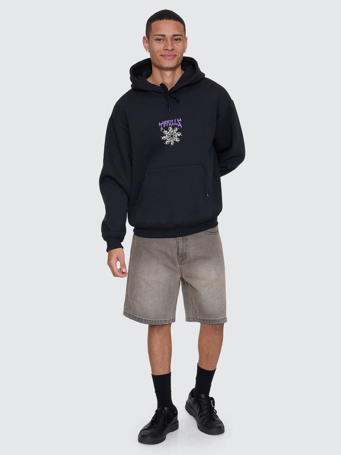 Stagger Slouch Pull On Cropped Hood - Washed Black XS