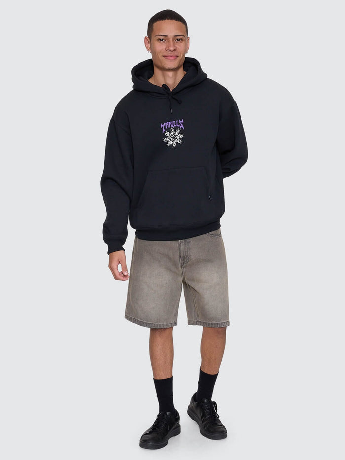 Stagger Slouch Pull On Cropped Hood - Washed Black XS