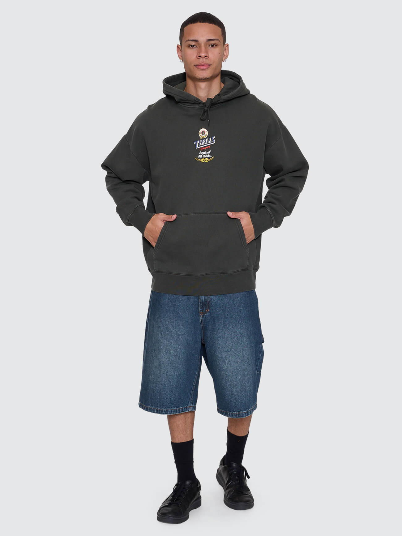 Against All Odds Slouch Pull On Hood - Oil Green XS