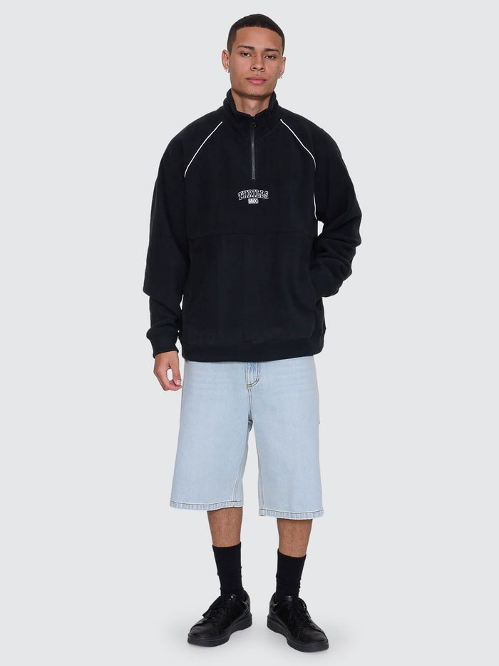 Thrill Of Victory Raglan Quarter Zip Polar Fleece - Faded Black XS