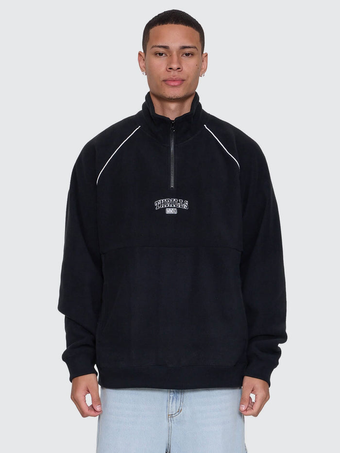 Thrill Of Victory Raglan Quarter Zip Polar Fleece - Faded Black XS