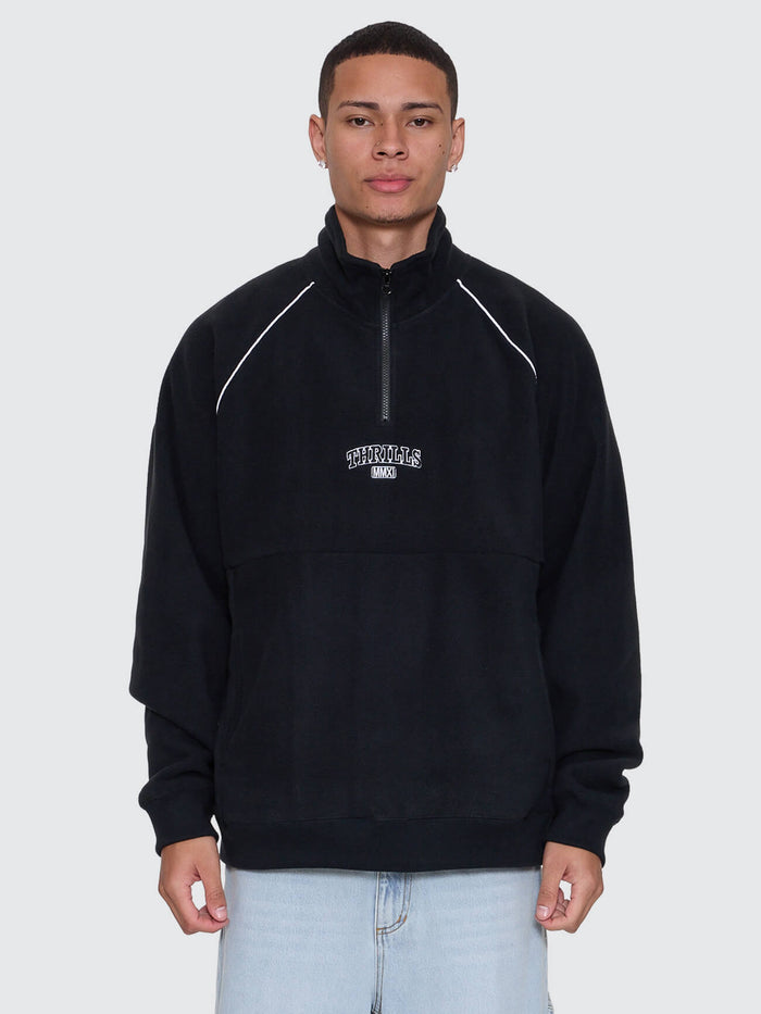 Thrill Of Victory Raglan Quarter Zip Polar Fleece - Faded Black XS