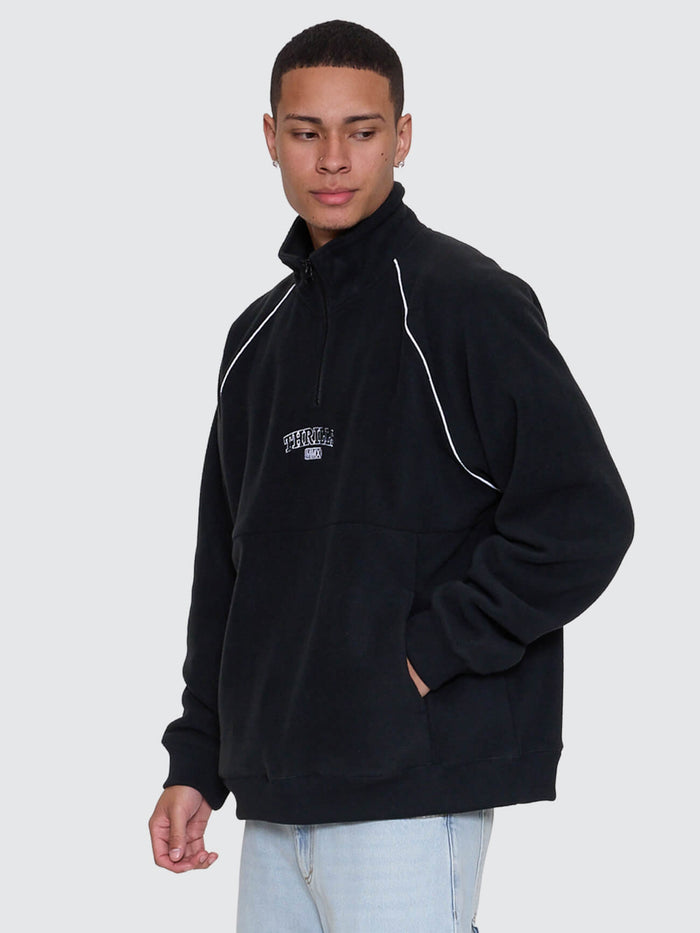 Thrill Of Victory Raglan Quarter Zip Polar Fleece - Faded Black XS