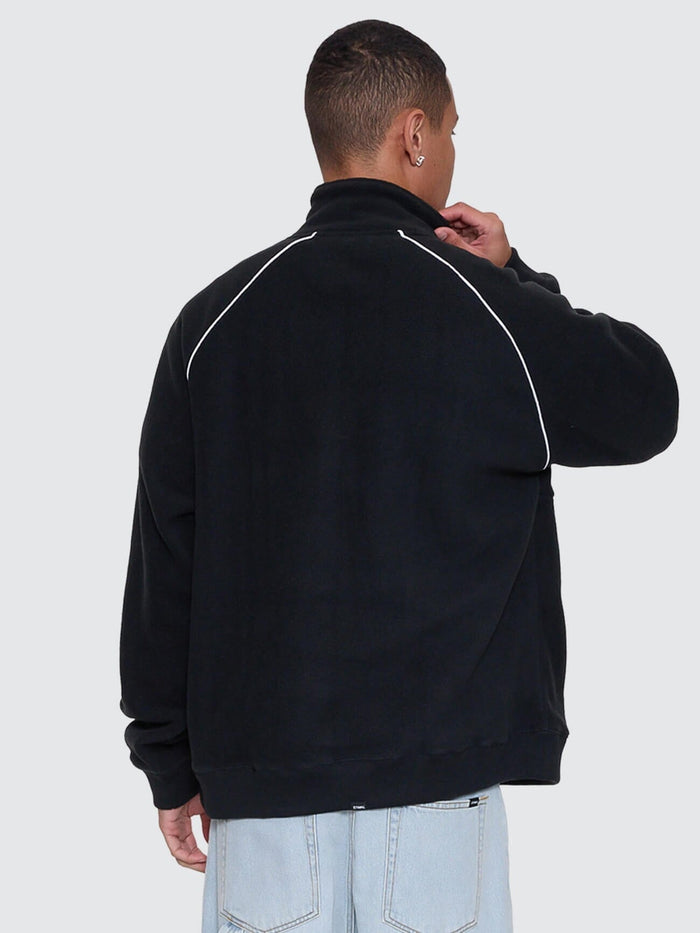 Thrill Of Victory Raglan Quarter Zip Polar Fleece - Faded Black XS