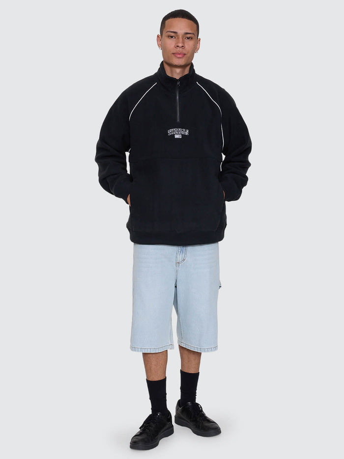 Thrill Of Victory Raglan Quarter Zip Polar Fleece - Faded Black XS