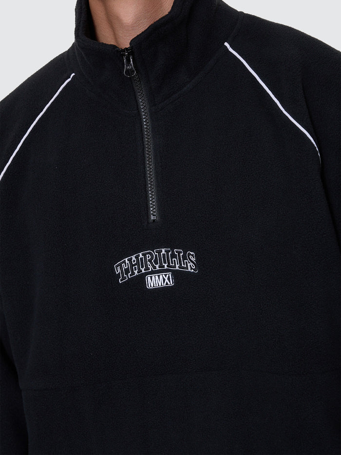 Thrill Of Victory Raglan Quarter Zip Polar Fleece - Faded Black XS