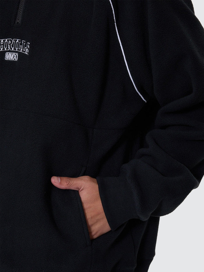 Thrill Of Victory Raglan Quarter Zip Polar Fleece - Faded Black XS