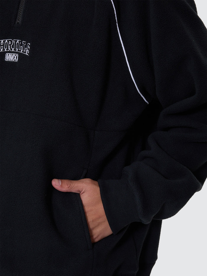 Thrill Of Victory Raglan Quarter Zip Polar Fleece - Faded Black XS