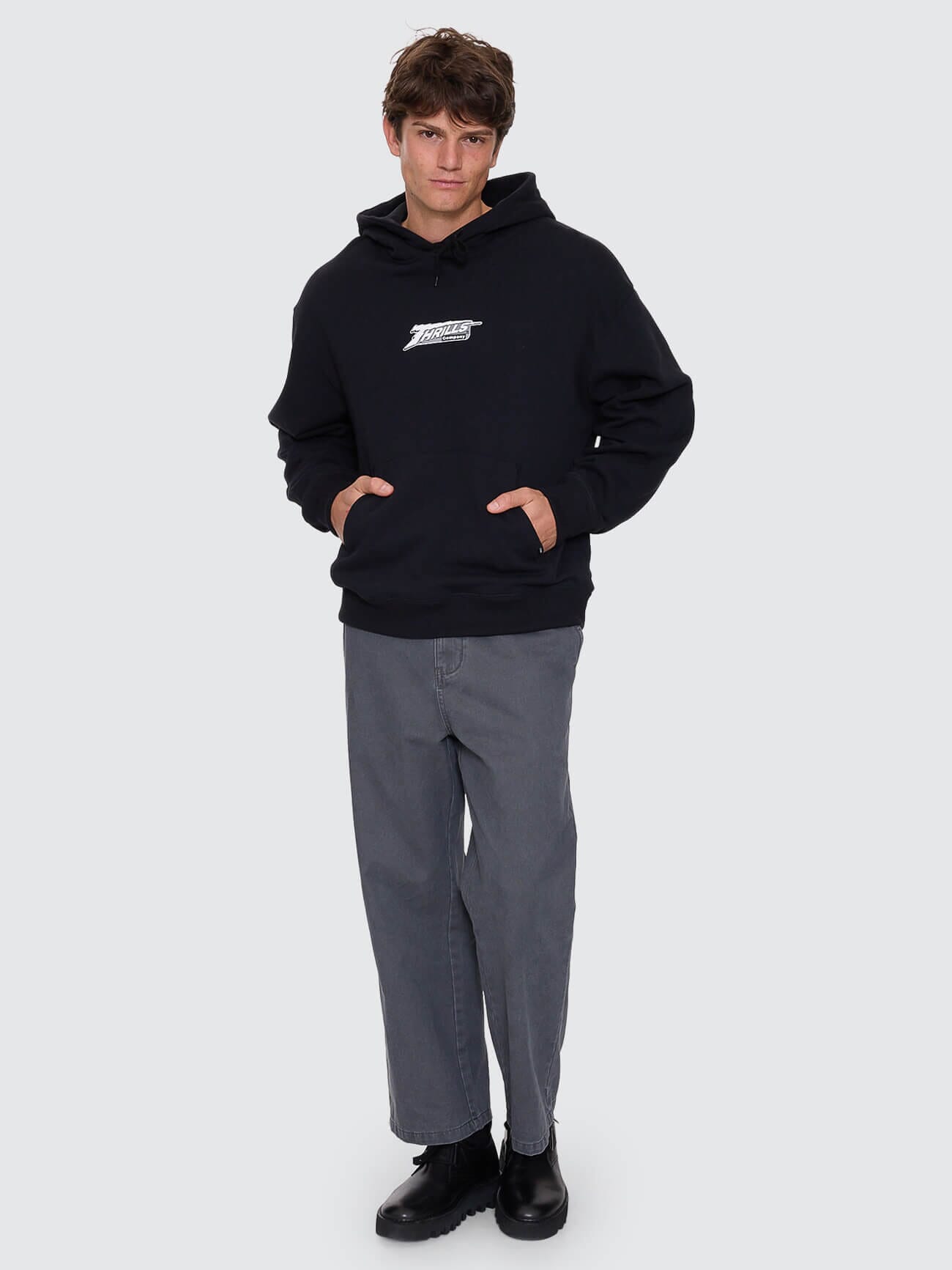 Heavy Voltage Slouch Pull On Cropped Hood - Black XS