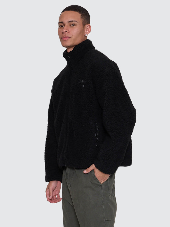 Web Of Deceit Cropped Sherpa Jacket - Black XS