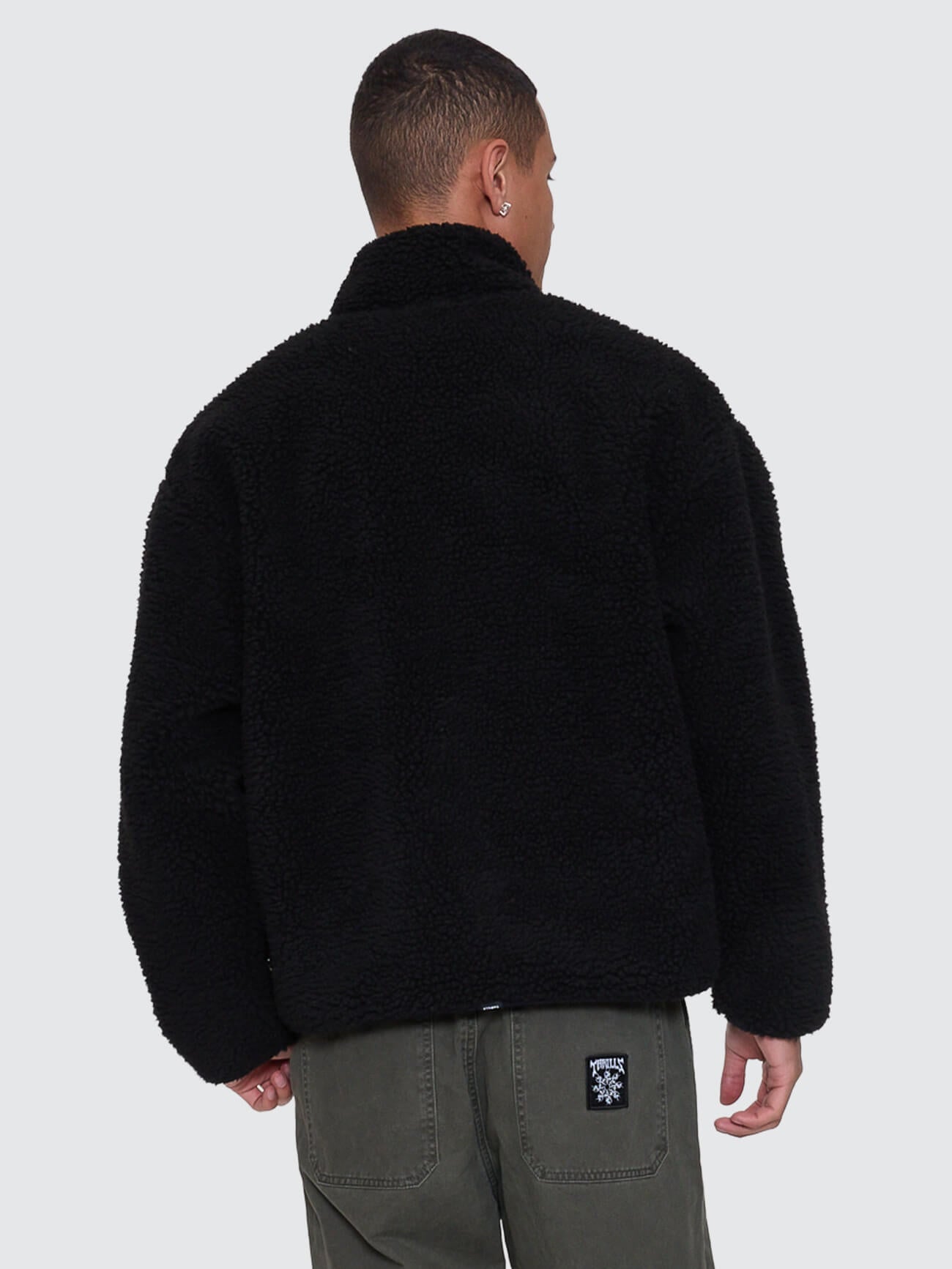 Web Of Deceit Cropped Sherpa Jacket - Black XS