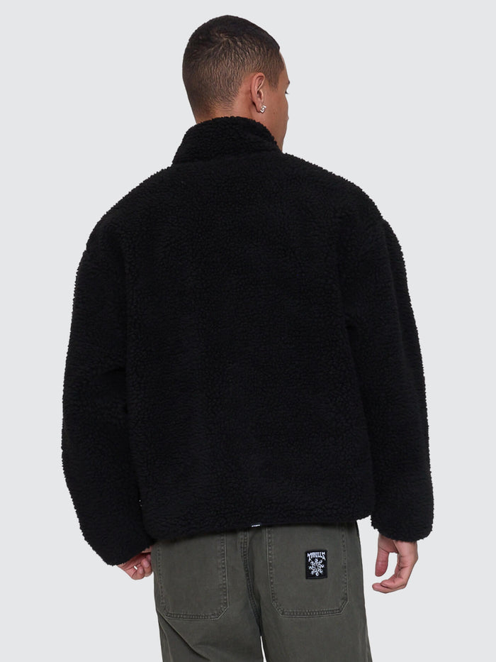 Web Of Deceit Cropped Sherpa Jacket - Black XS