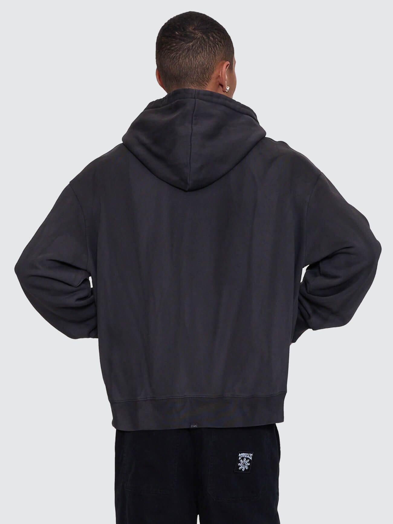 Arts & Industrial Slouch Pull On Cropped Hood - Sunfade Bleach Dark Charcoal XS