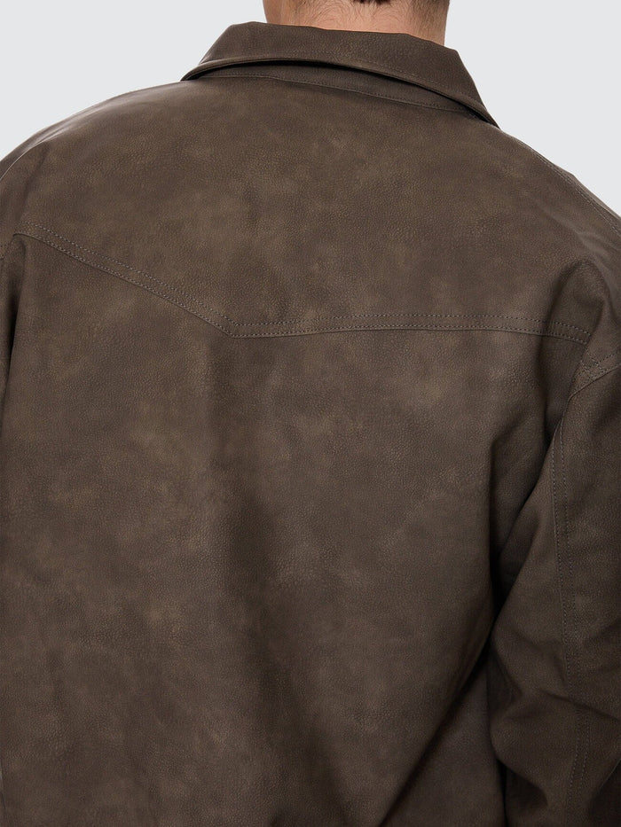 Deep In The Heart Of Byron Leather Work Jacket - Brown XS