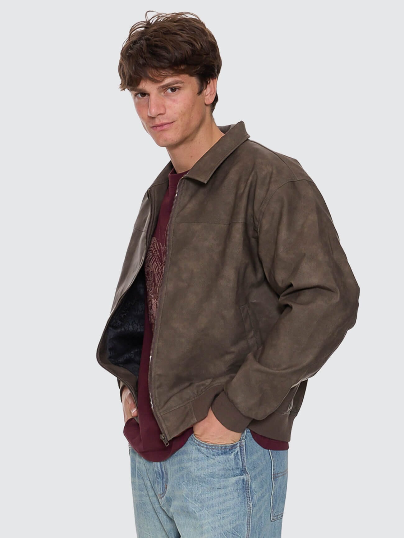 Deep In The Heart Of Byron Leather Work Jacket - Brown XS