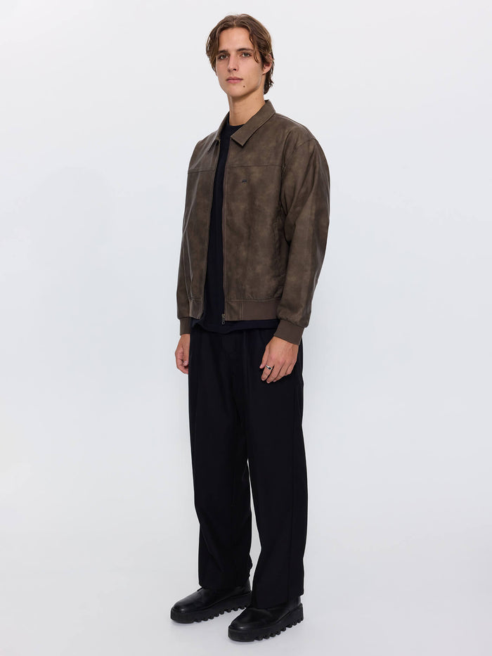 Deep In The Heart Of Byron Leather Work Jacket - Brown XS