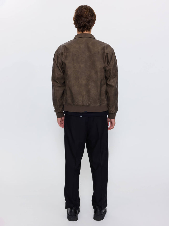 Deep In The Heart Of Byron Leather Work Jacket - Brown XS