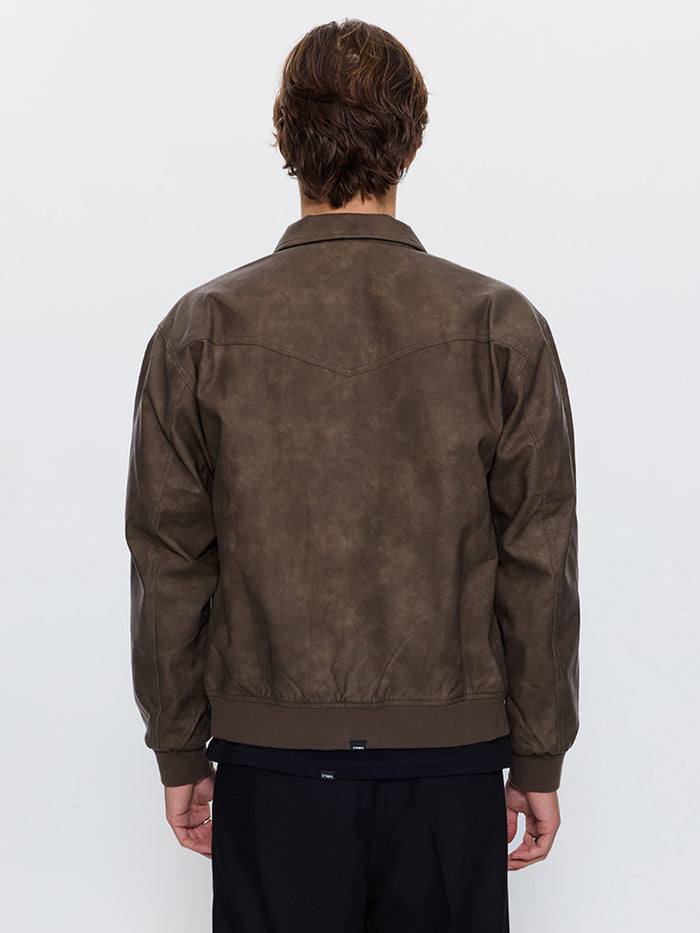 Deep In The Heart Of Byron Leather Work Jacket - Brown